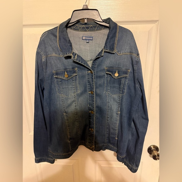 Democracy Jackets & Blazers - Democracy Blue Denim Jacket with Contrast Stitching